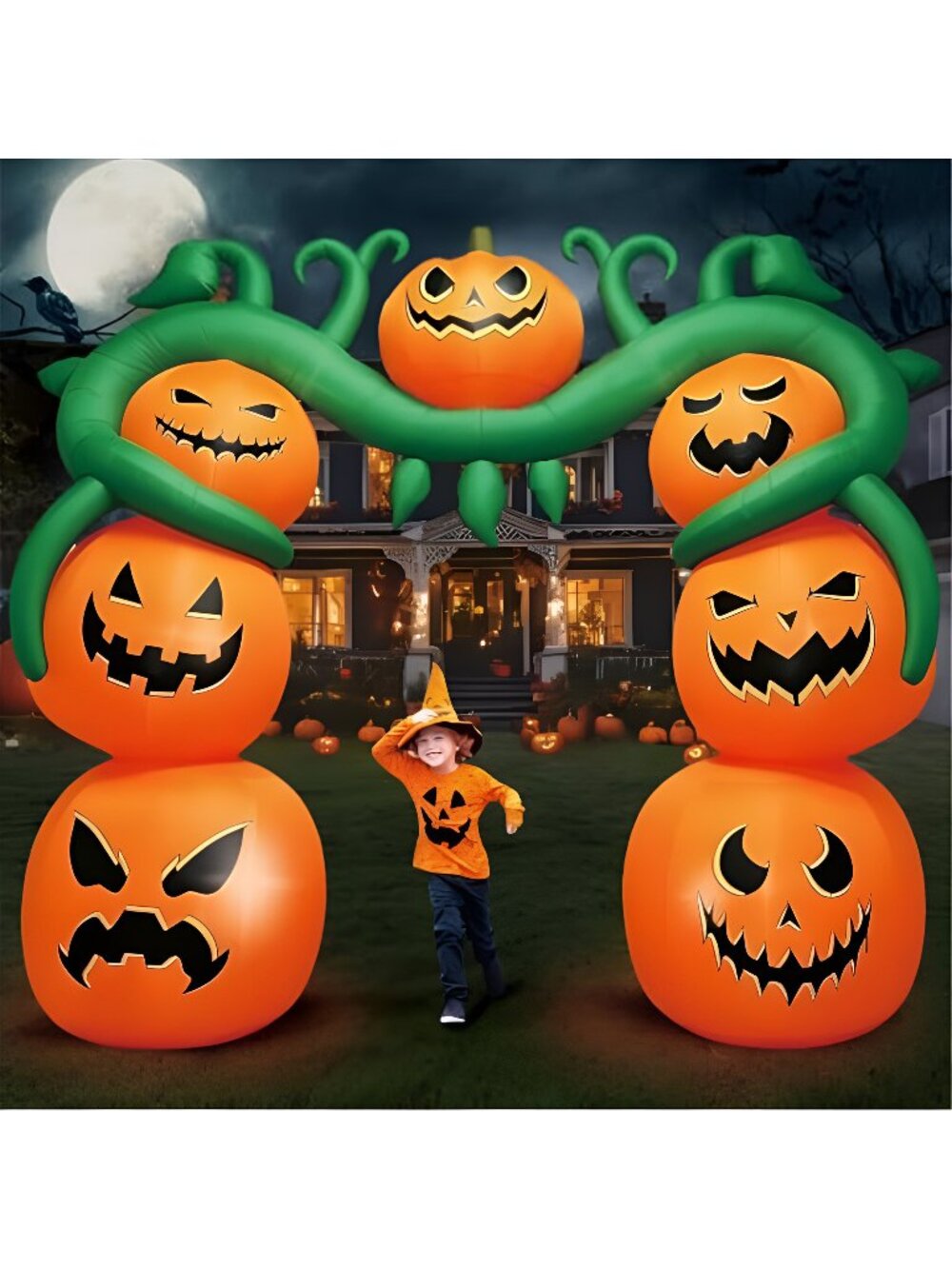 10FT Giant Halloween Inflatables Pumpkin Vine Archway, Halloween Blow up